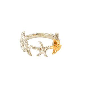 Versace Silver & Gold Color Metal Strass Star Ring Sz 25